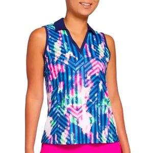 Slazenger Women’s X-Small Prism Sleeveless Golf Polo Tank Top Pink Blue Black